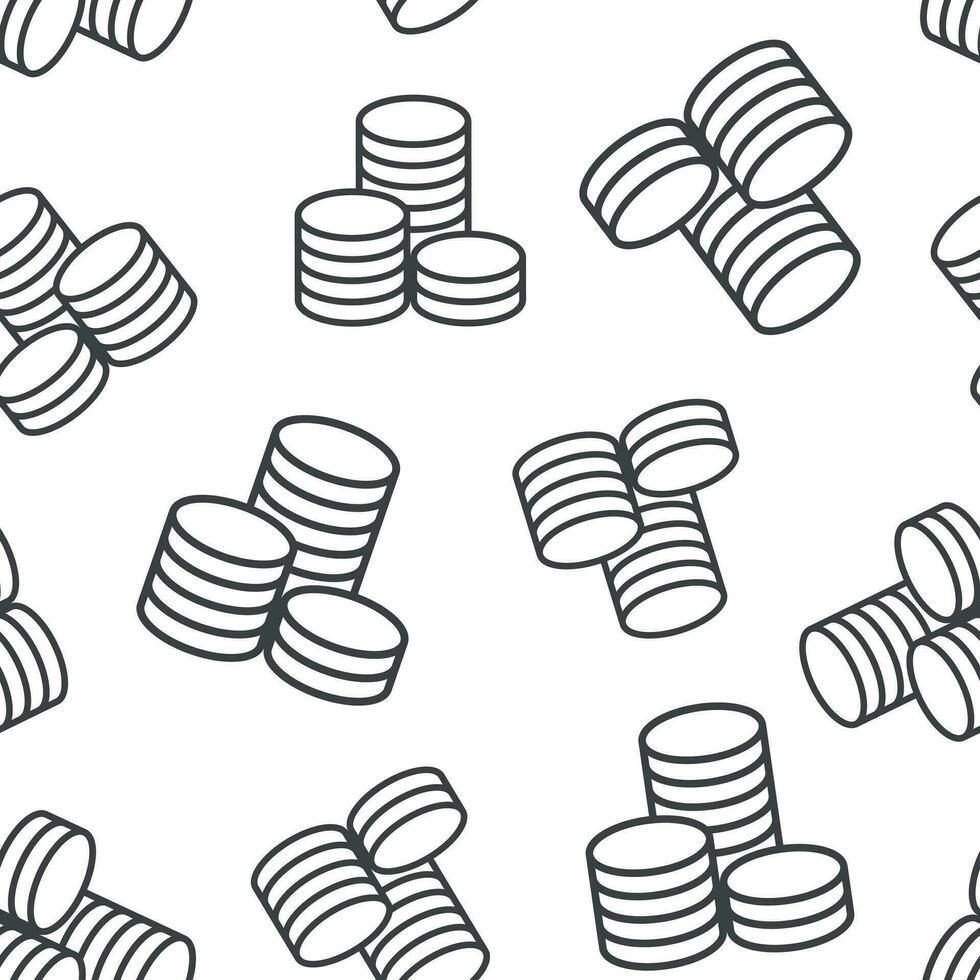 Coins stack seamless pattern background. Business flat vector illustration. Money stacked coin symbol pattern.