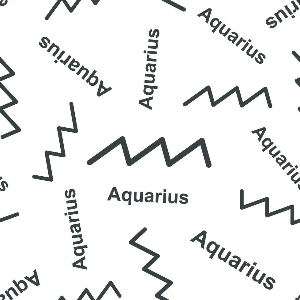 Aquarius zodiac sign seamless pattern background. Business flat vector illustration. Aquarius astrology sign symbol pattern.