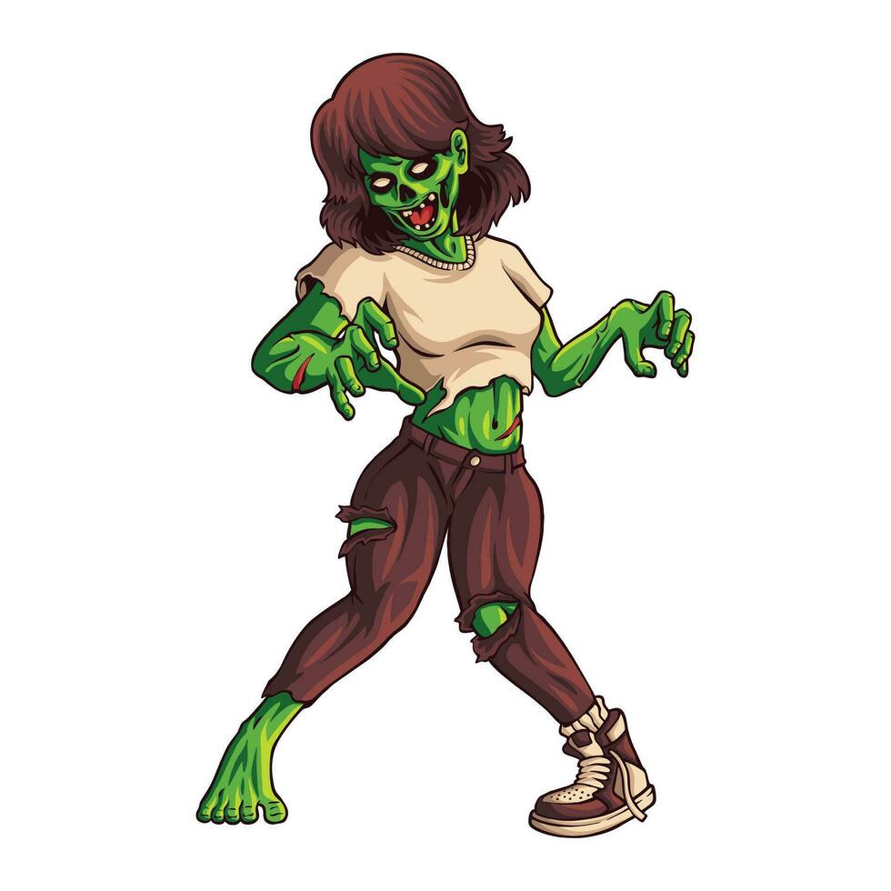 zombie swag girl character illustration vector