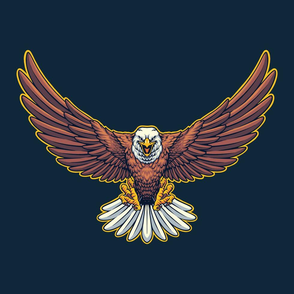 flying bald eagle character illustration vector