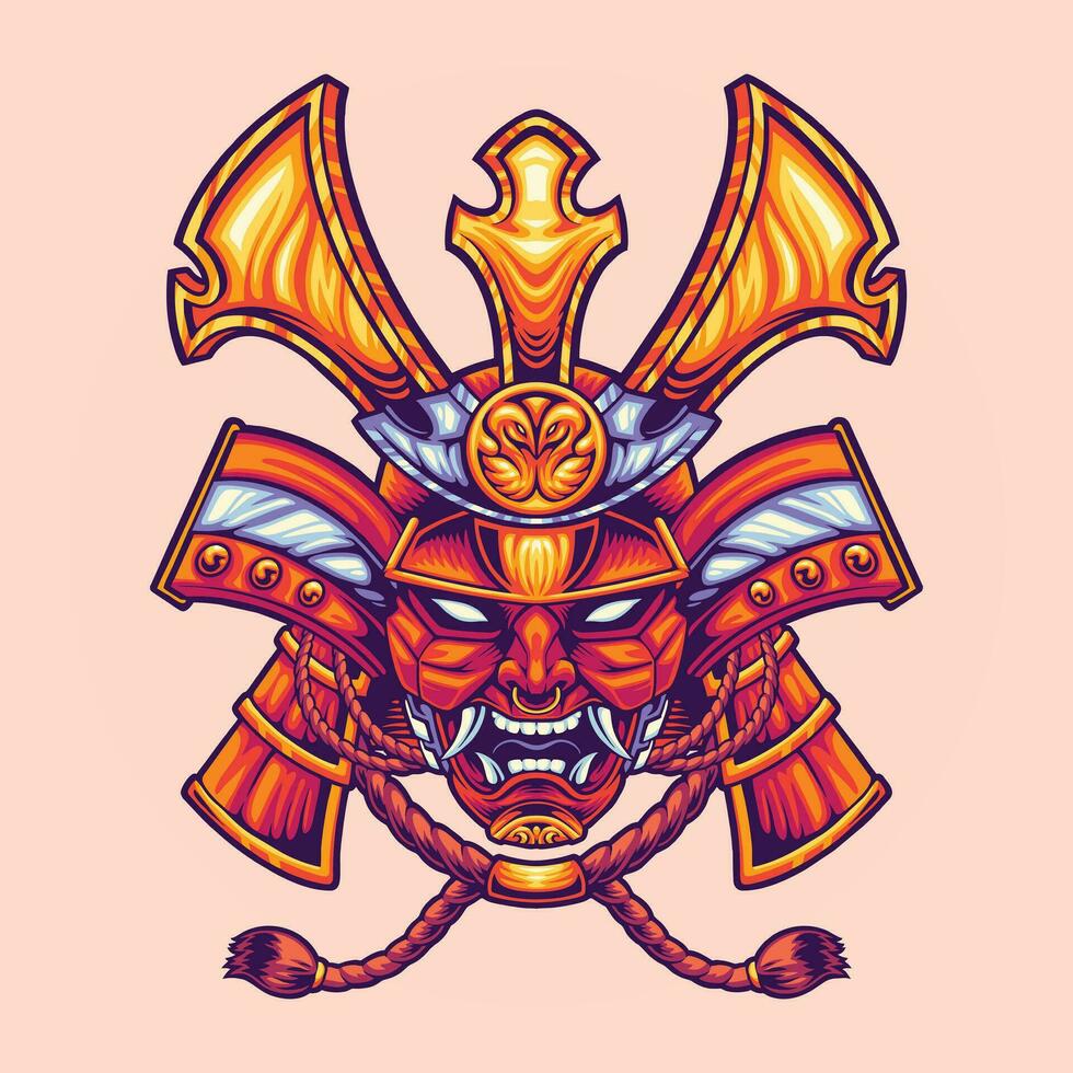japanese samurai ronin mask illustration vector