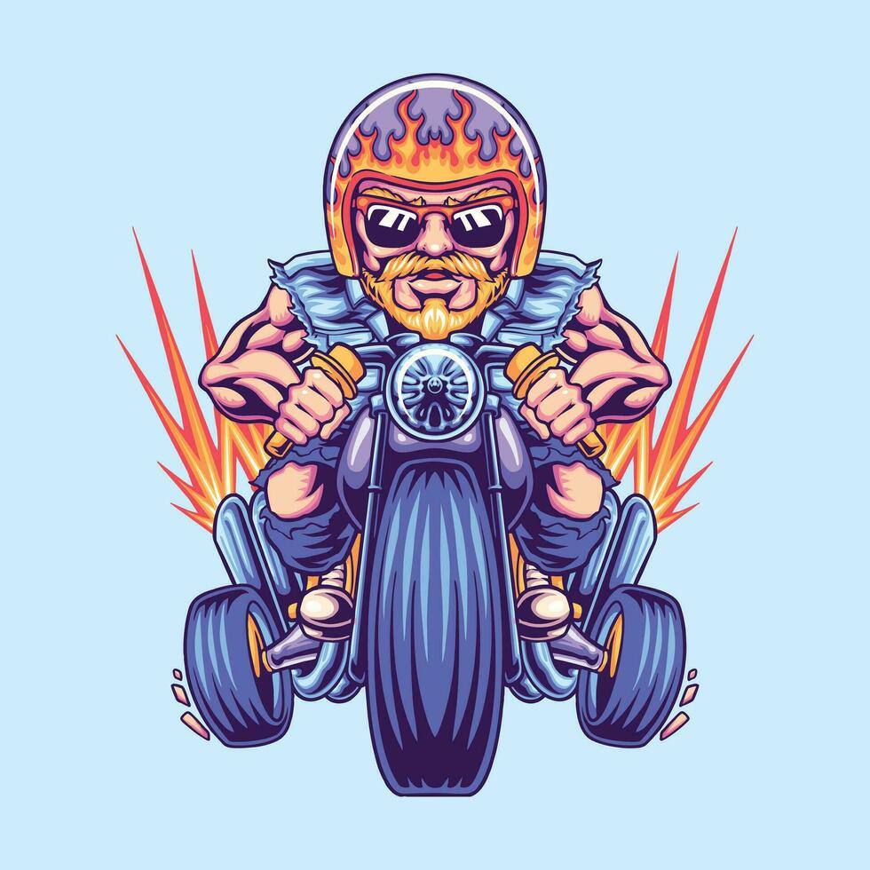 gangster riding motocycle illustration vector