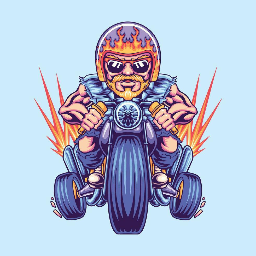 gangster riding motocycle illustration vector