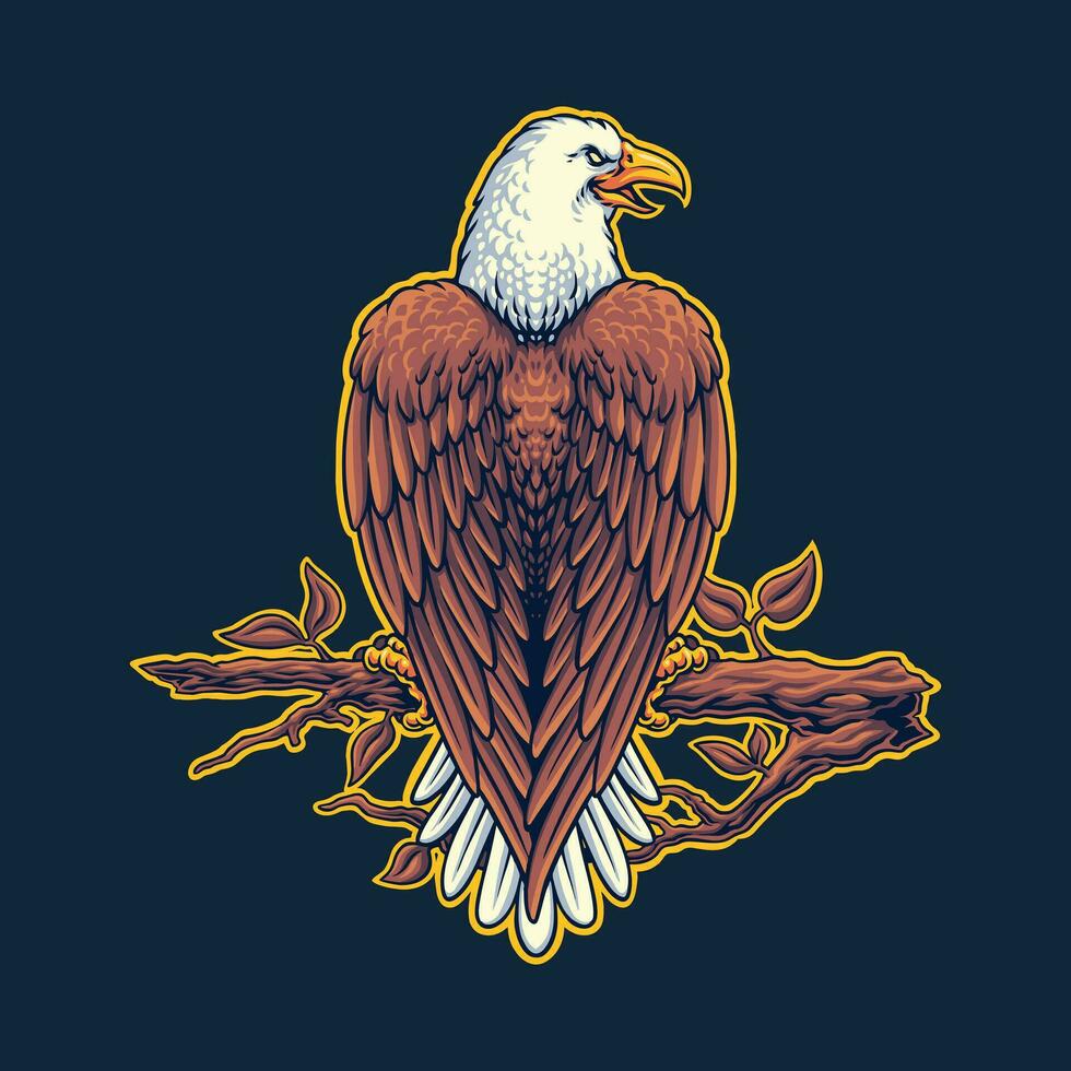 mighty bald eagle character illustration vector