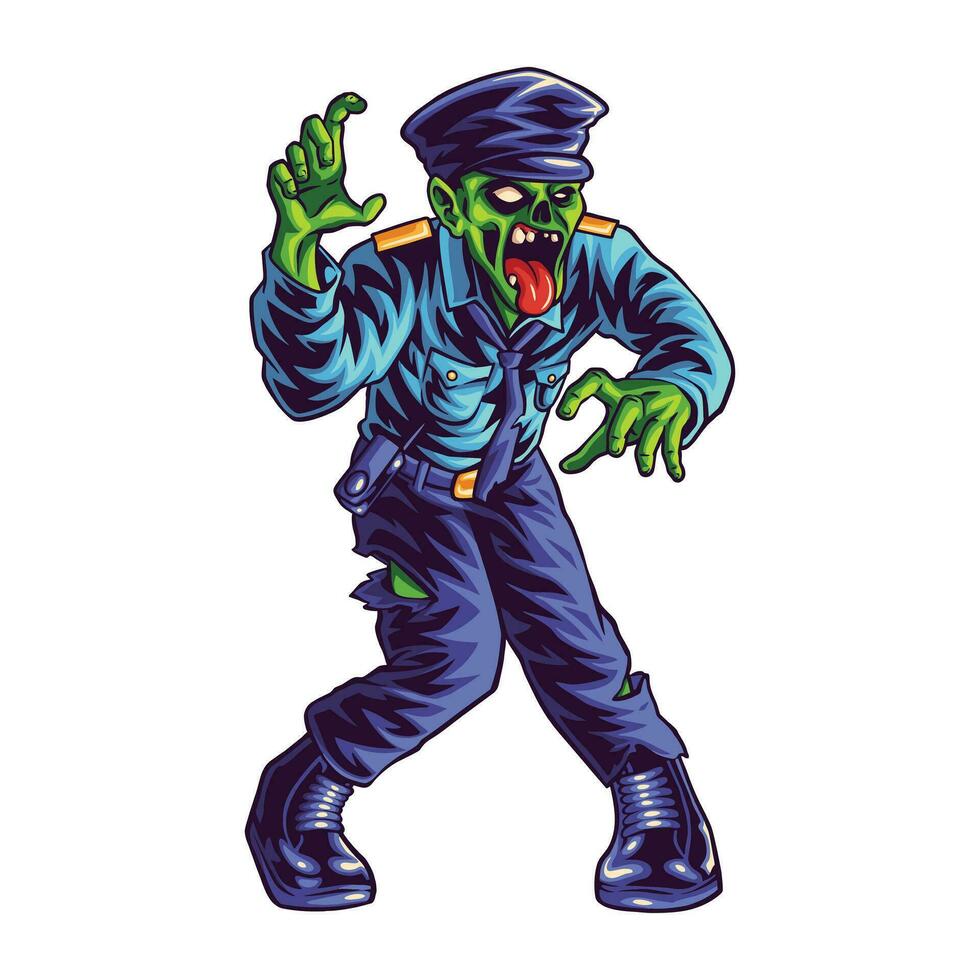 zombi policía ciudad personaje ilustración vector