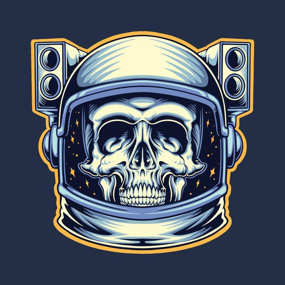 skull space astronaut head mascot illustration vector