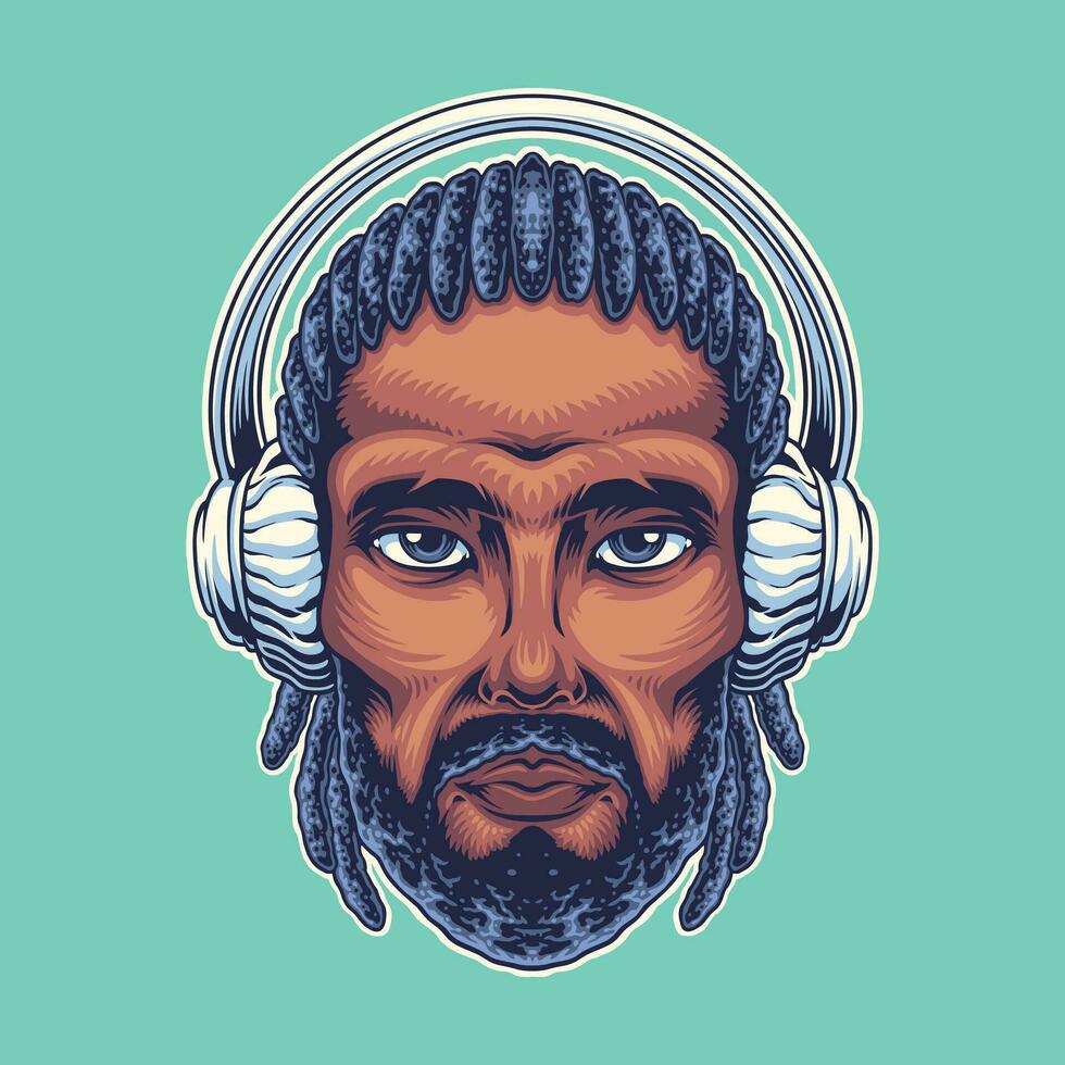 gym guy with headset illustration vector