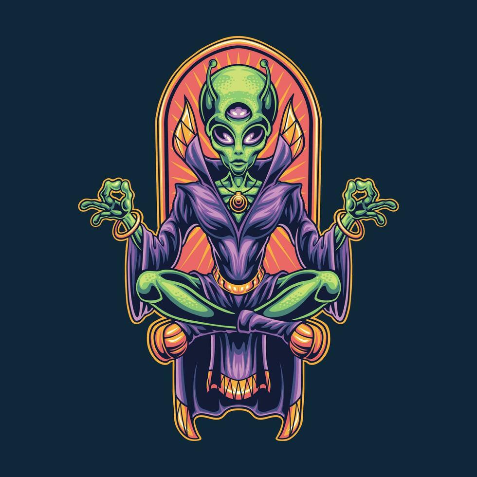 extraterrestre meditar personaje ilustración vector