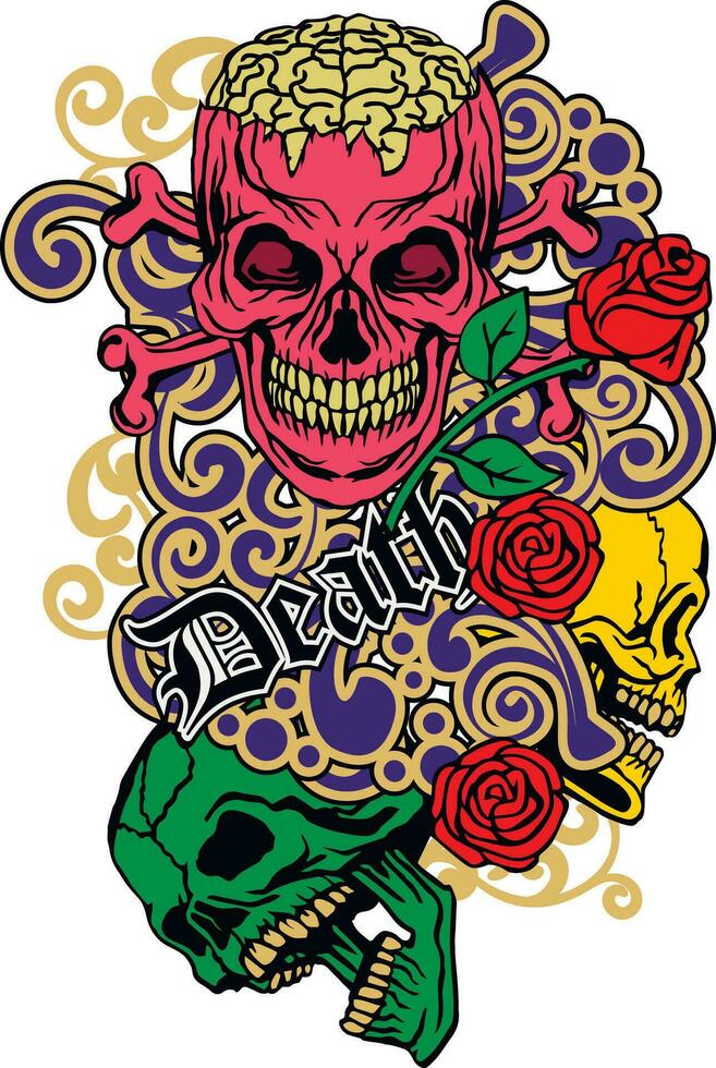 Gothic sign with skull, grunge vintage design t shirts vector