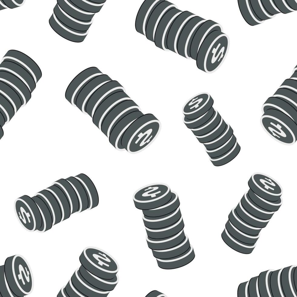Money dollar coins seamless pattern background. Business flat vector illustration. Money coin symbol pattern.