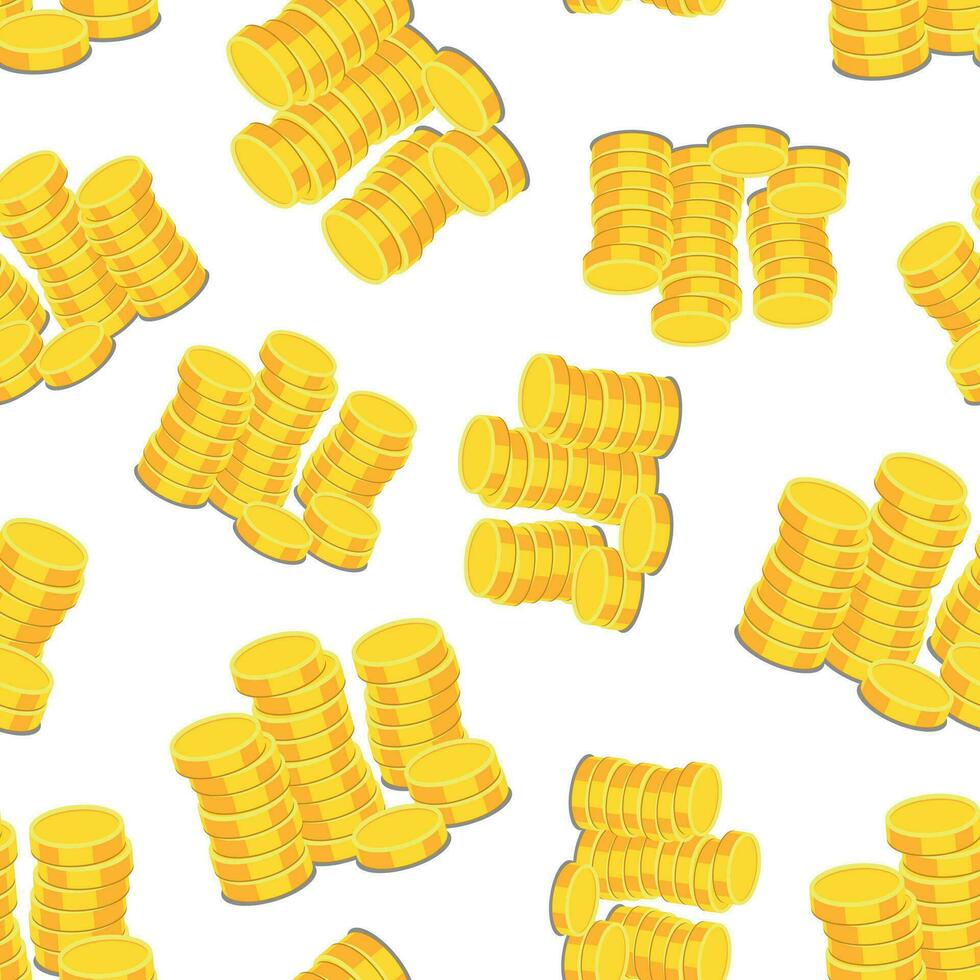 Money coins seamless pattern background. Business flat vector illustration. Gold money coin symbol pattern.