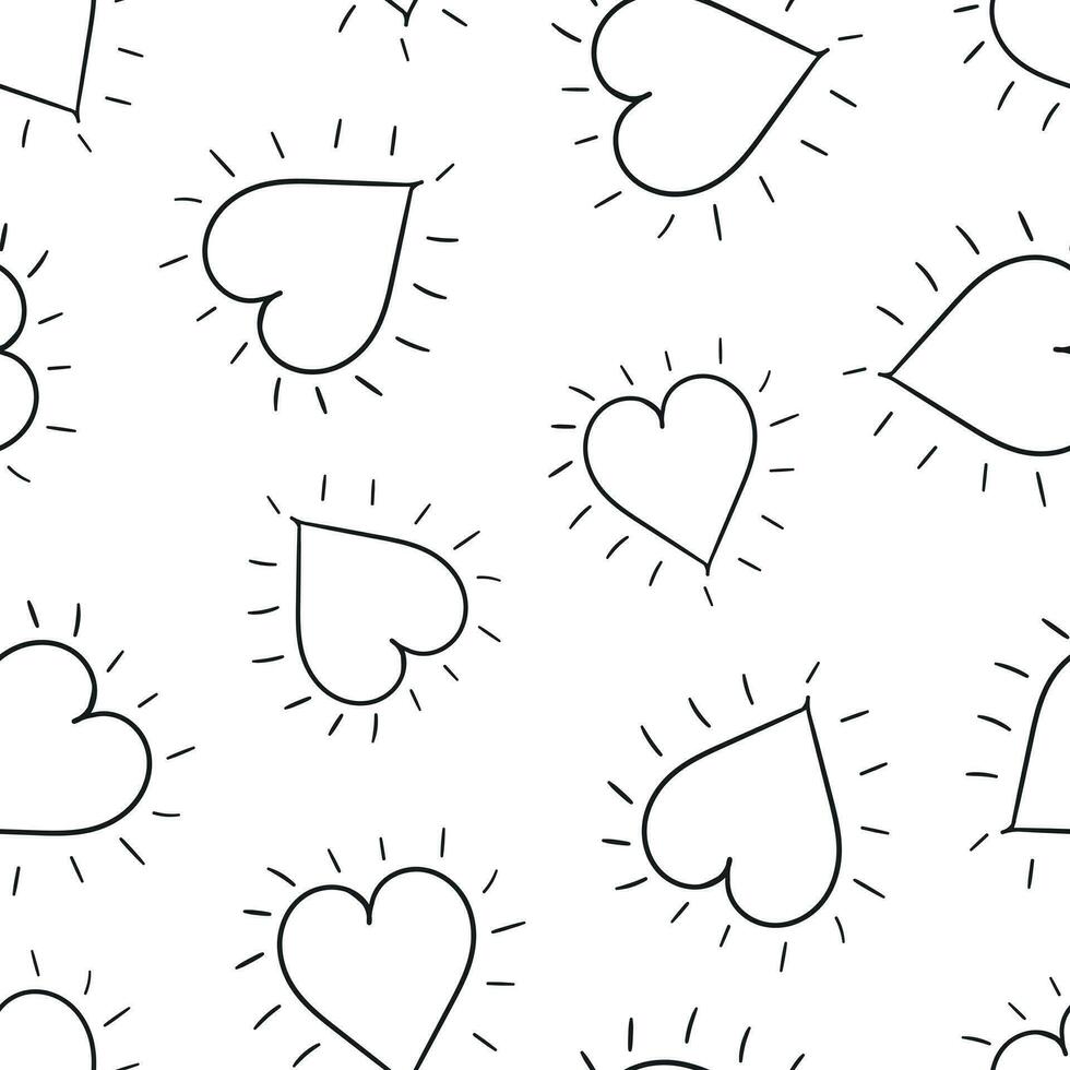 Hand drawn hearts seamless pattern background. Business flat vector illustration. Love sign symbol pattern.