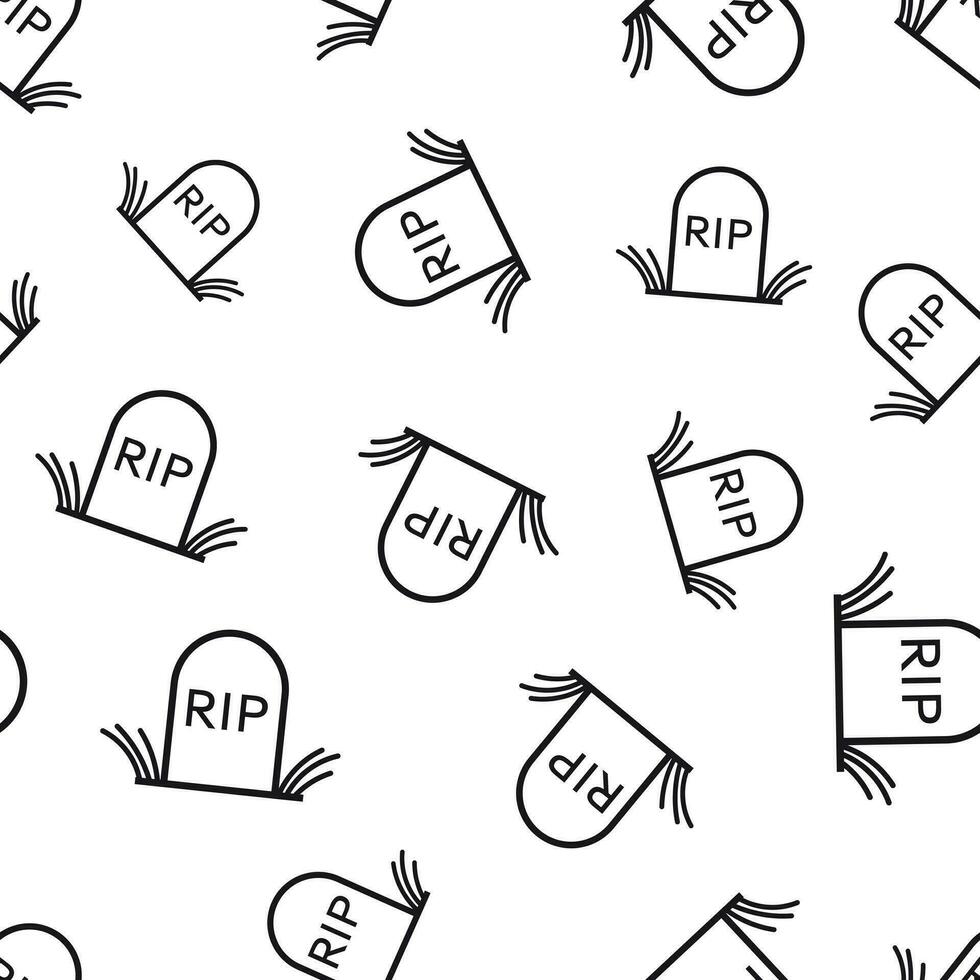 Halloween grave seamless pattern background. Business flat vector illustration. Rip tombstone gravestone sign symbol pattern.