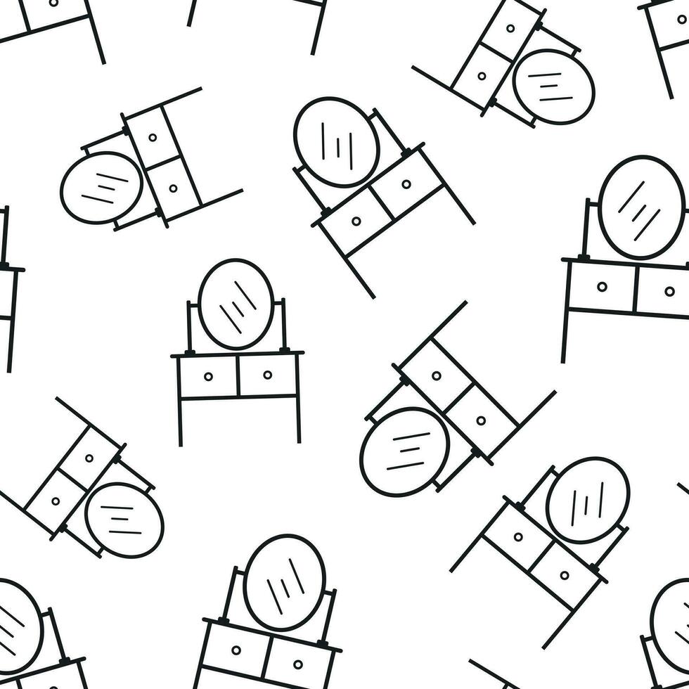 Furniture table with mirror seamless pattern background. Business flat vector illustration. Mirror symbol pattern.