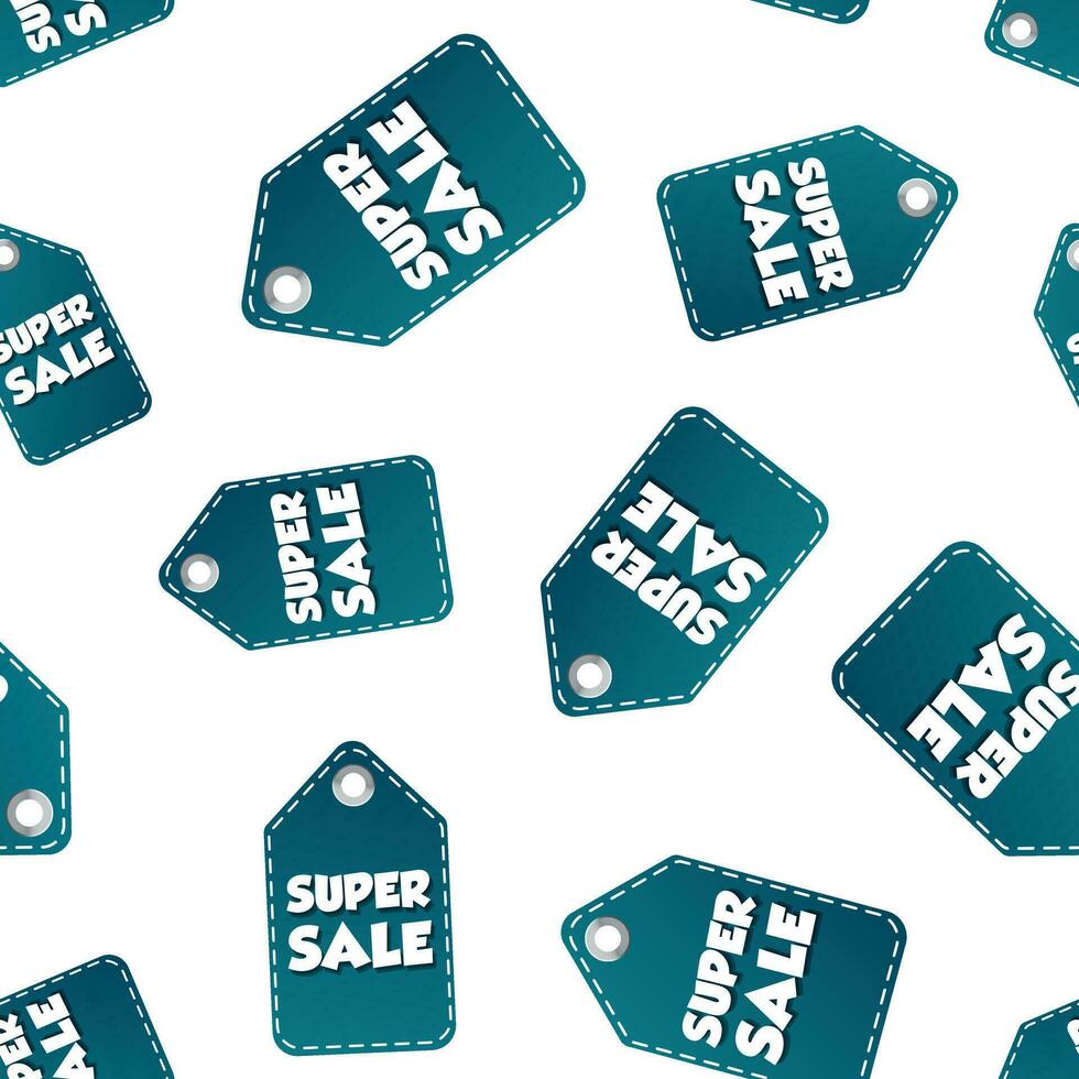 Super sale hang tag seamless pattern background. Business flat vector illustration. Business sale label symbol pattern.