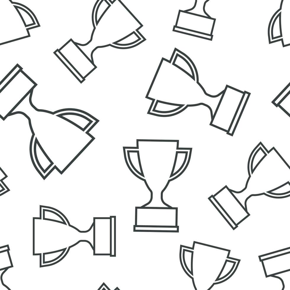 Trophy cup seamless pattern background. Business flat vector illustration. Award winner symbol pattern.