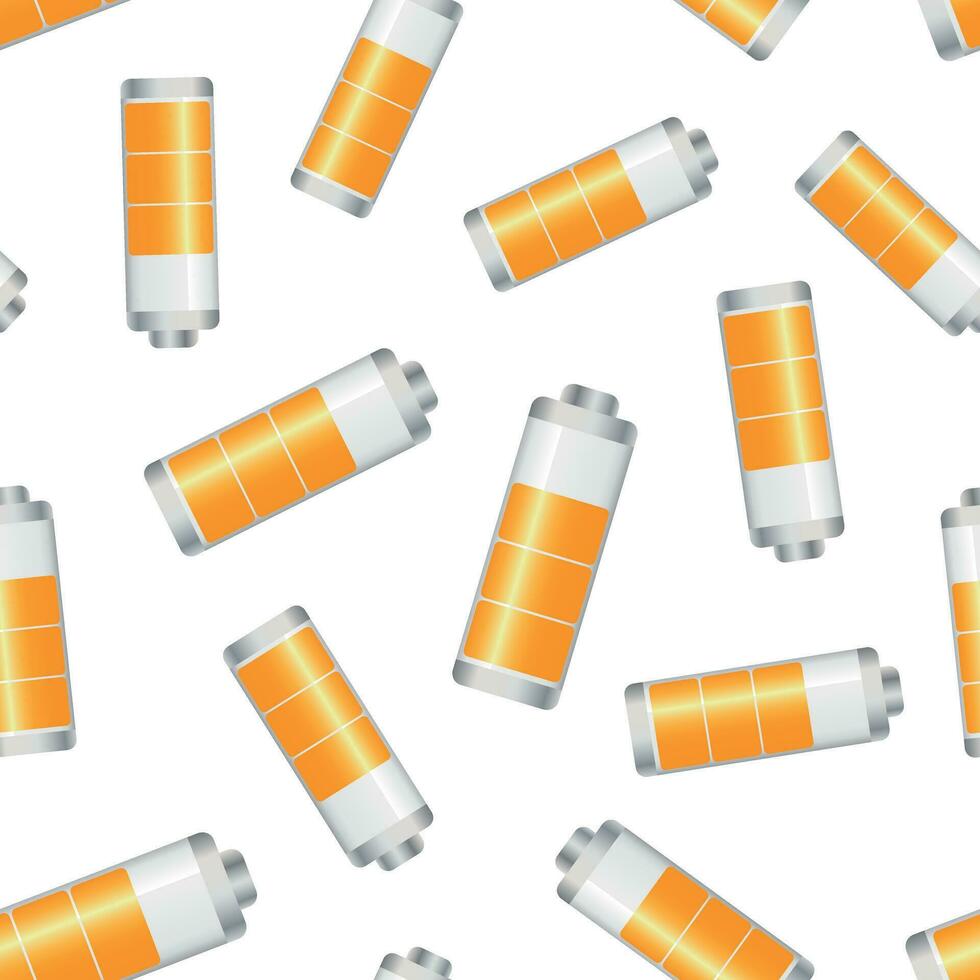 Battery level indicator seamless pattern background. Business flat vector illustration. Battery symbol pattern.