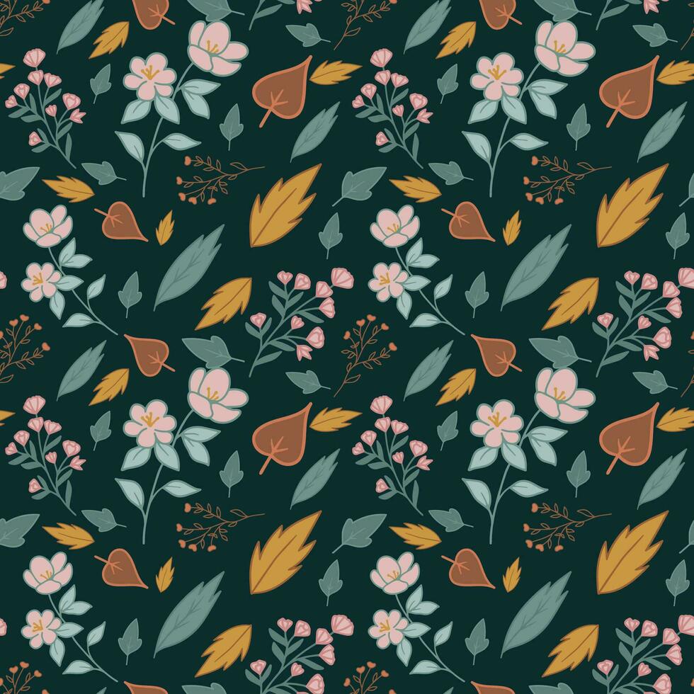 seamless background with colourful leaves vector