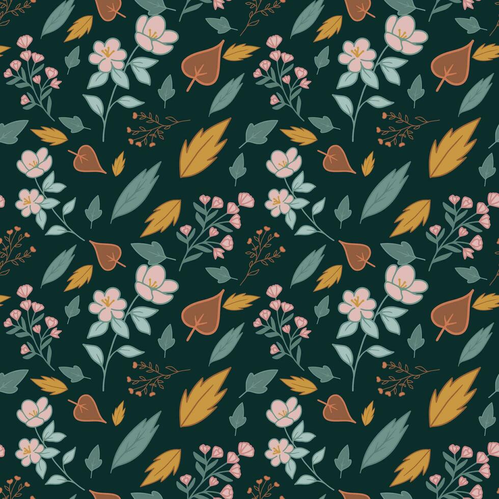 seamless background with colourful leaves vector