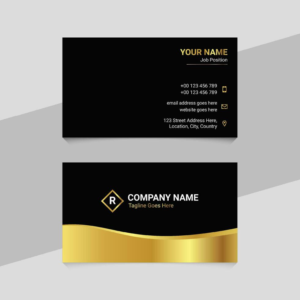 Golden Luxury Black Professional Business Card Template Design vector