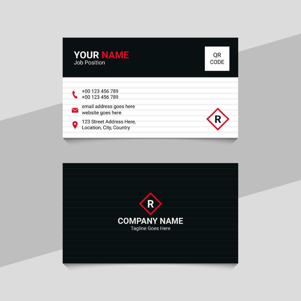 Red and White Creative Business Card Design Template vector