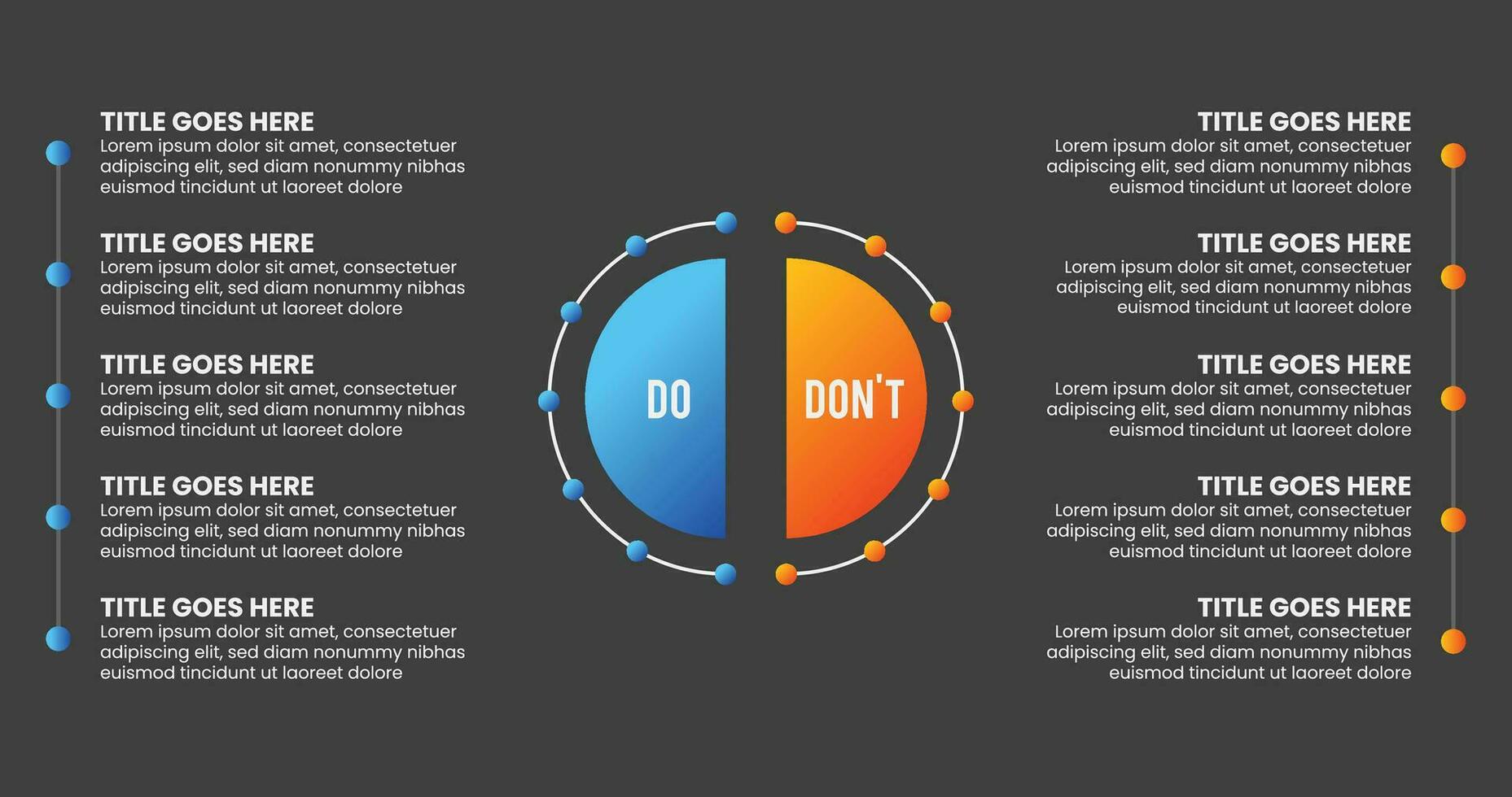 proceso flujo de trabajo, hacer y no, comparación gráfico infografía modelo diseño vector