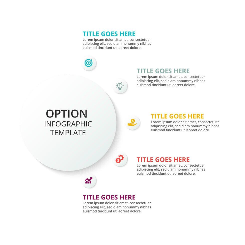 Five 5 Steps Options Circle Business Infographic Template Design vector