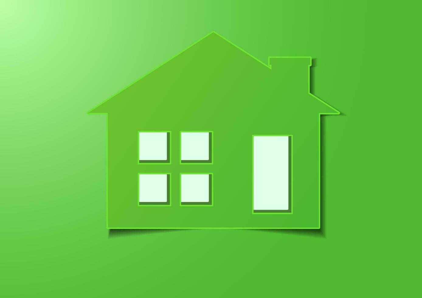 Green House on Green background. vector