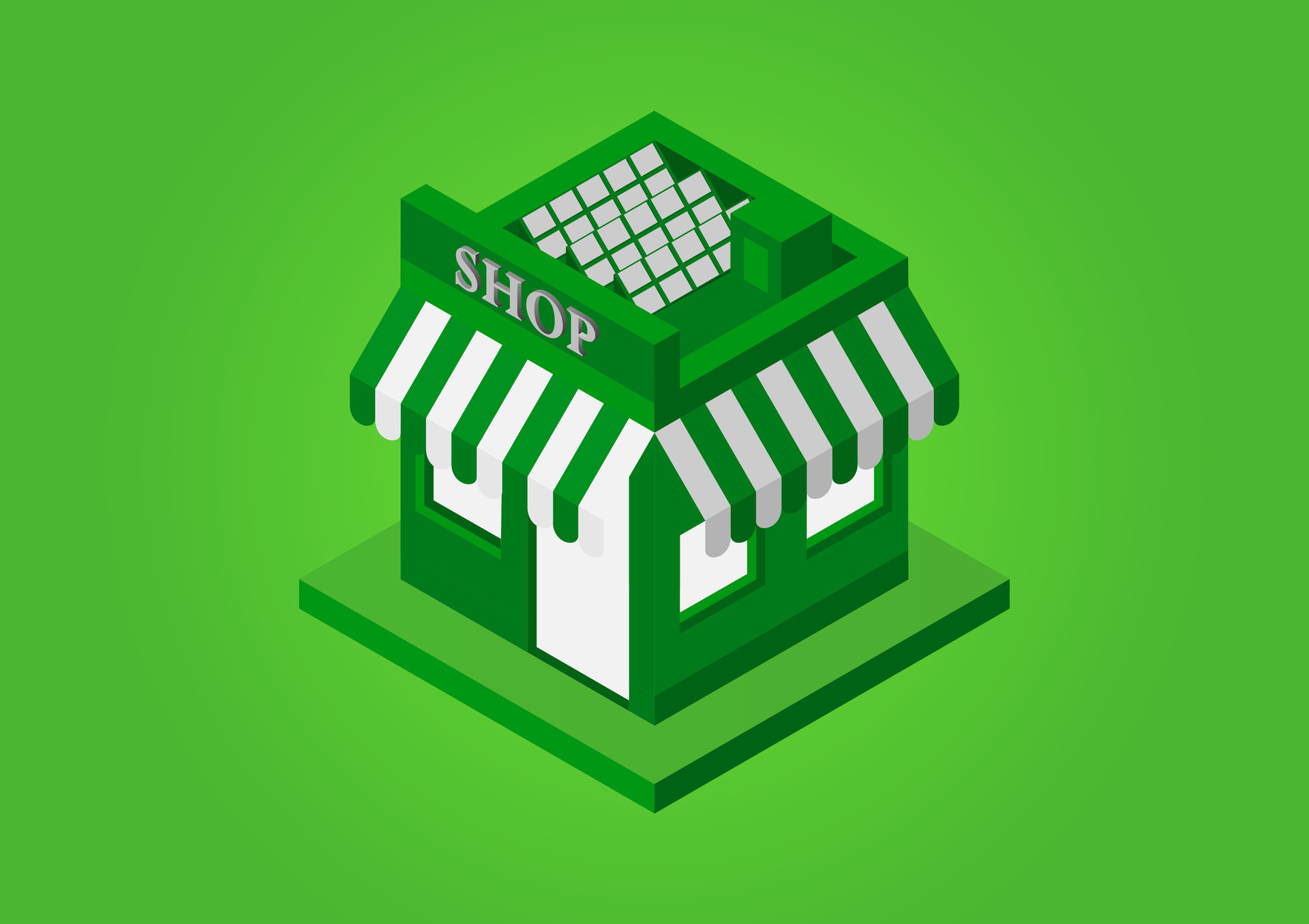 Green Shop on Green background. 25896536 Vector Art at Vecteezy
