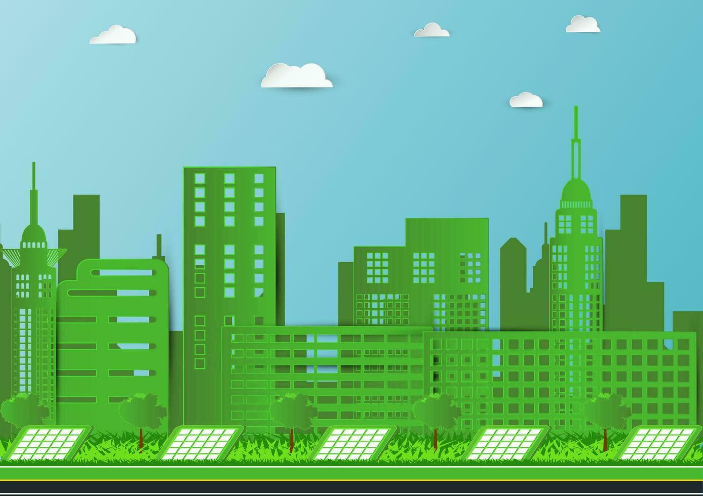 Green City Clean energy vector