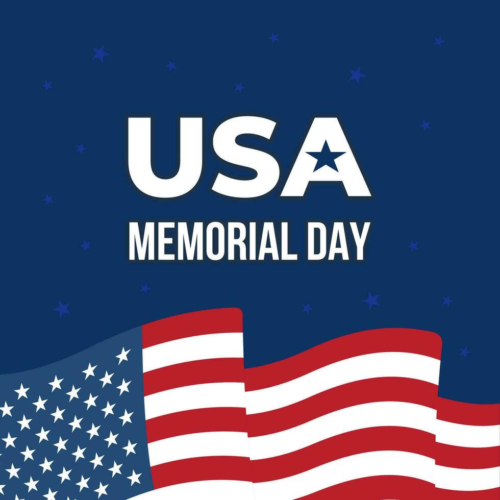 monumento día Estados Unidos saludo tarjeta. recuerda y honor con americano bandera vector