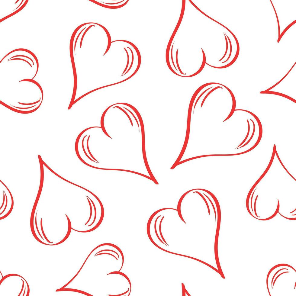 Hand drawn heart icon seamless pattern background. Business flat vector illustration. Love Valentine's Day sign symbol pattern.