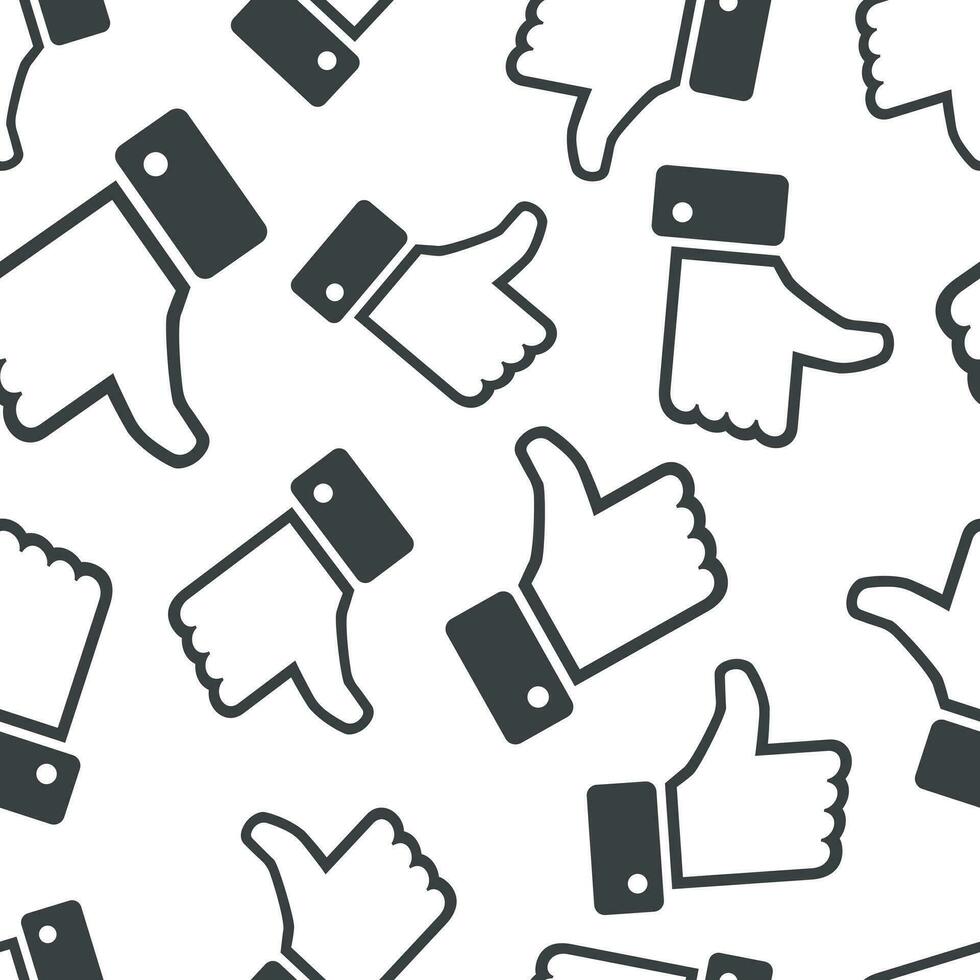 Like icon seamless pattern background. Business flat vector illustration. Thumb up sign symbol pattern.