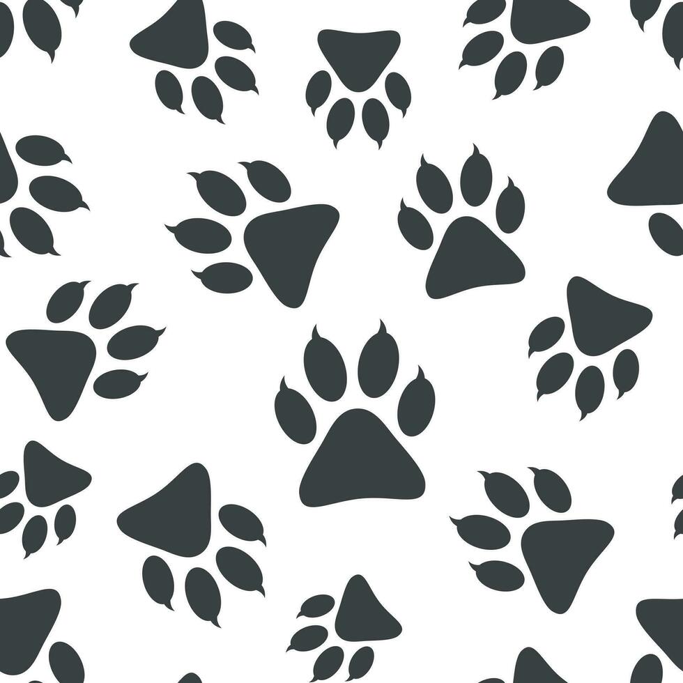Paw print icon seamless pattern background. Business flat vector illustration. Dog, cat, bear paw sign symbol pattern.