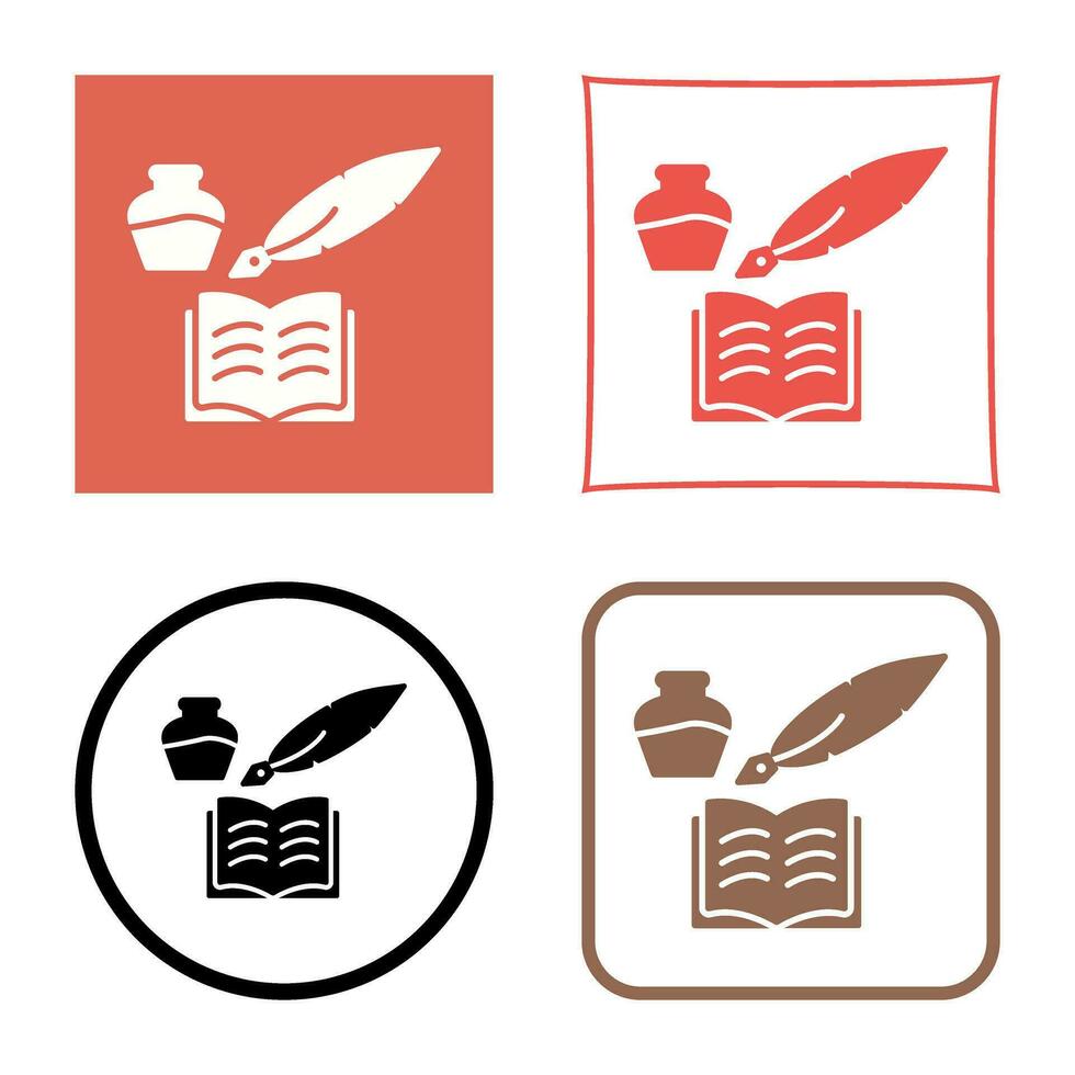 icono de vector de pluma y libro único