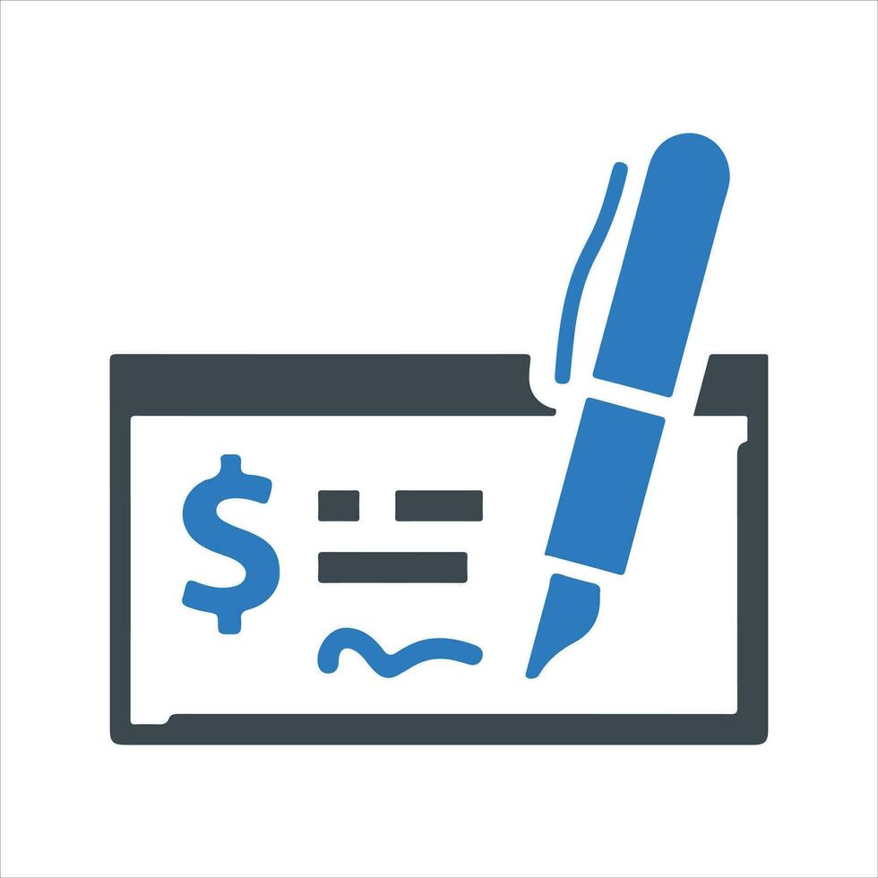 Bank Cheque Icon. Sign a Check Icon, vector and glyph