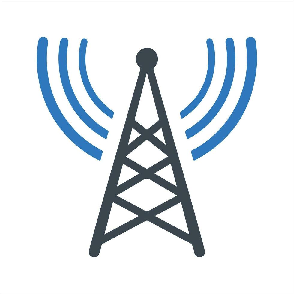 Transmitter antenna signal icon. Vector and glyph