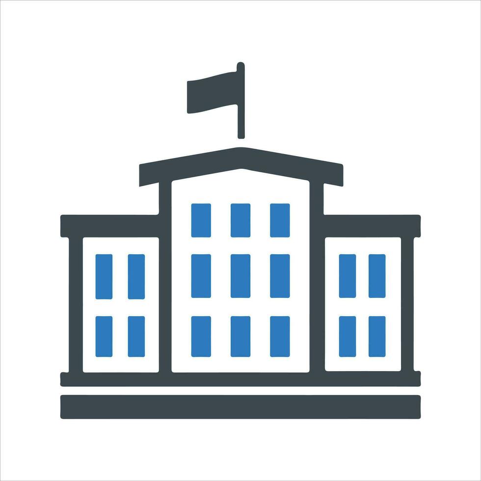 School building icon. Vector and glyph