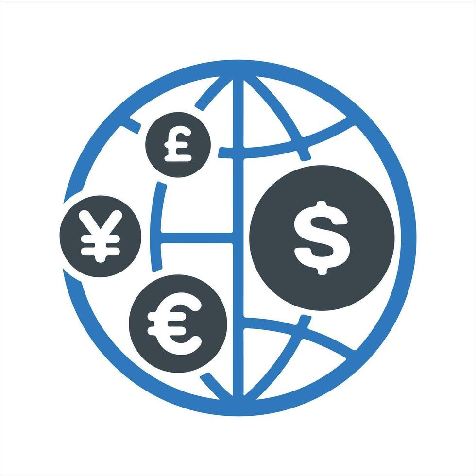 Global finance icon. Vector and glyph