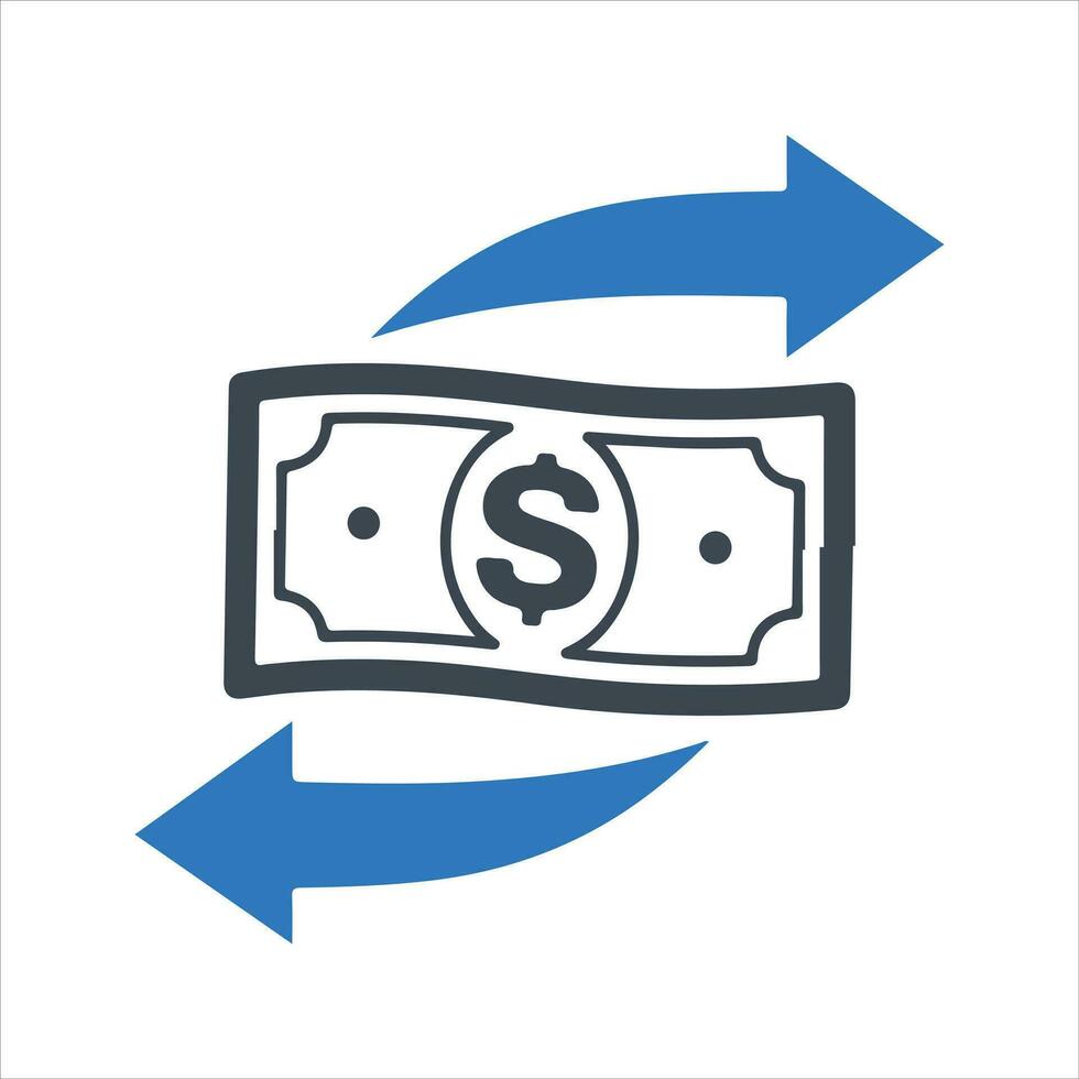 Money transfer icon, black. Vector and glyph