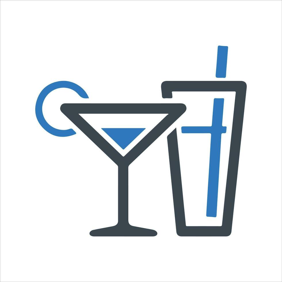 Cocktail drink icon. Vector and glyph