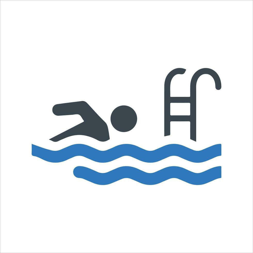 Swimming icon. Vector and glyph