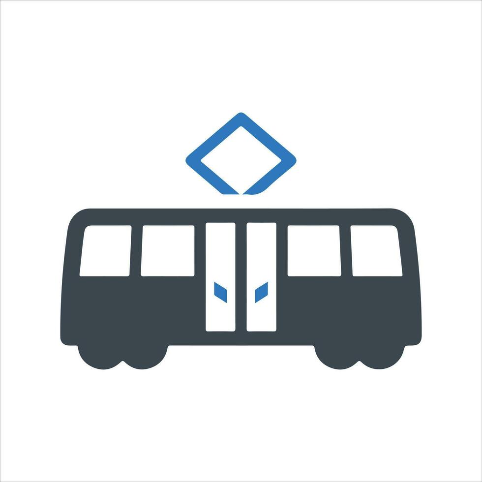 Tram icon. Vector and glyph