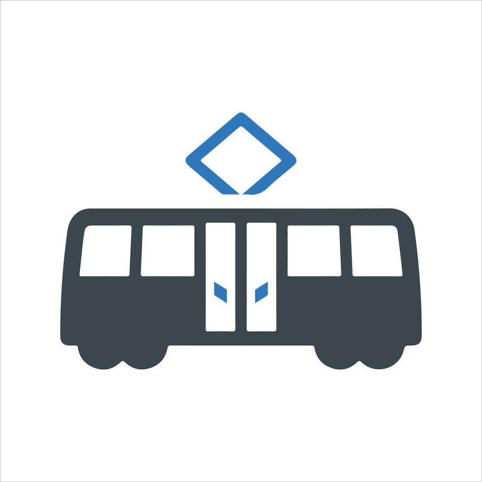 Tram icon. Vector and glyph