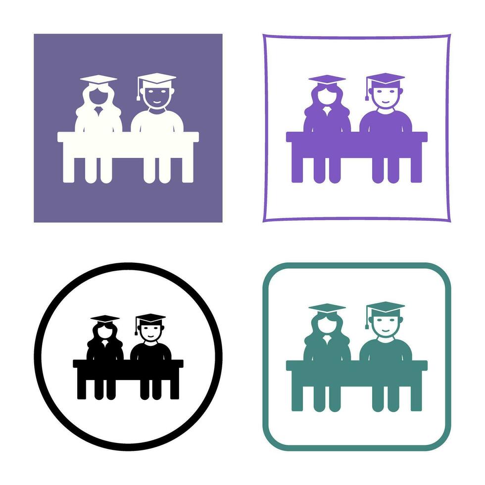 Unique Students Sitting Vector Icon