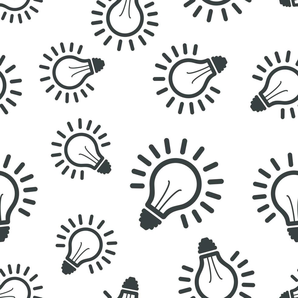 Light bulb seamless pattern background. Business flat vector illustration. Lighting electric lamp sign symbol pattern.