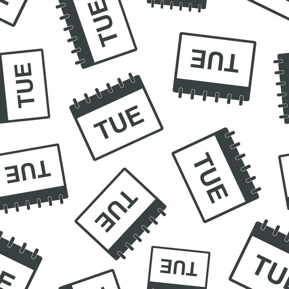 Tuesday calendar page seamless pattern background. Business flat vector illustration. Tuesday sign symbol pattern.
