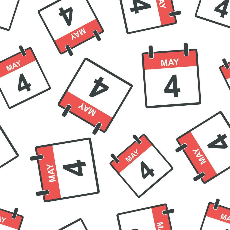 May 4 calendar page seamless pattern background. Business flat vector illustration. May 4 sign symbol pattern.