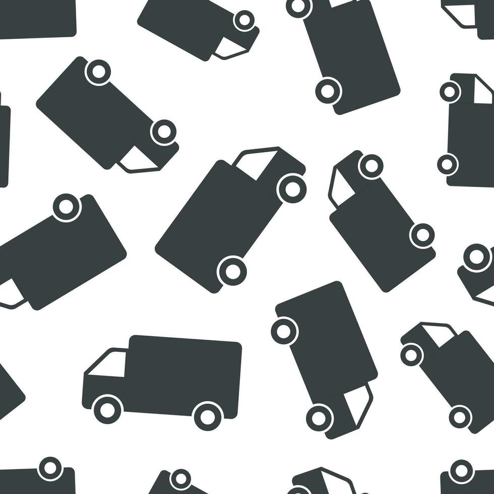 Truck, car seamless pattern background. Business flat vector illustration. Fast delivery service shipping sign symbol pattern.