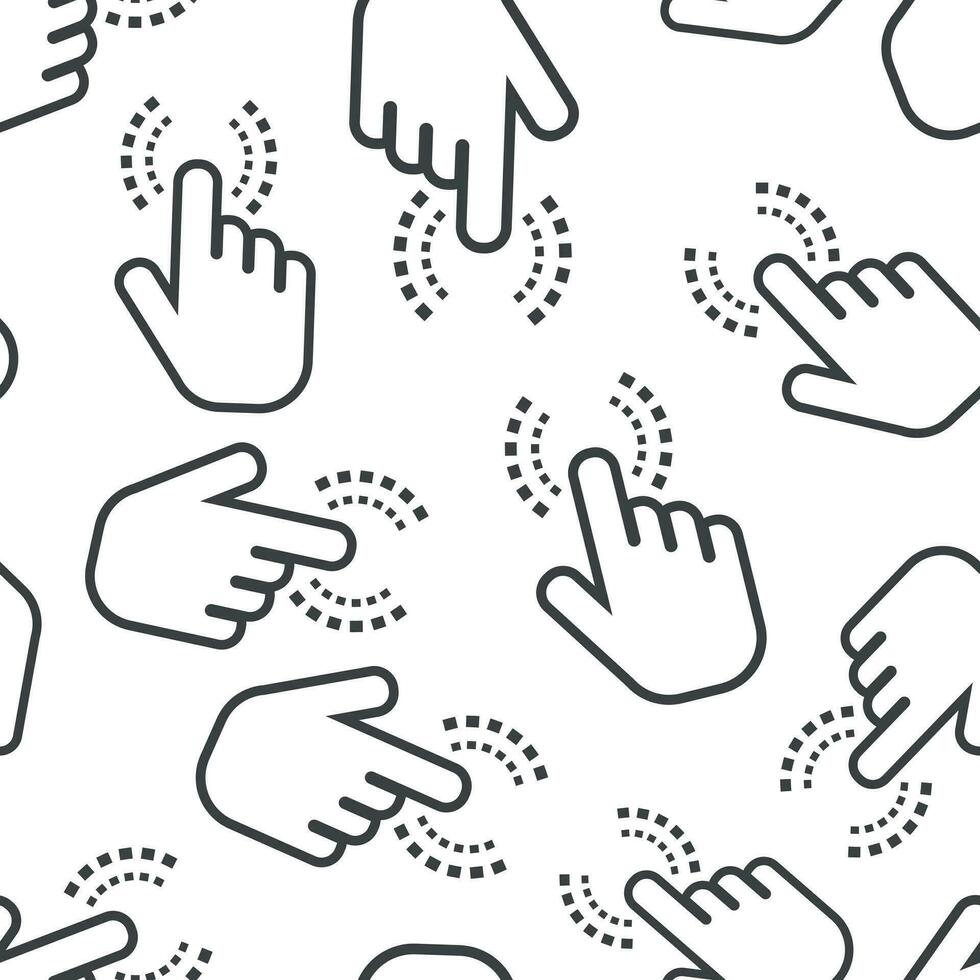 Click hand seamless pattern background. Business flat vector illustration. Cursor finger sign symbol pattern.